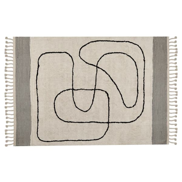 Puuvillamatto 140 x 200 cm beige ja musta DOKUZ