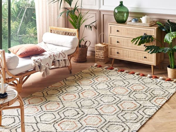 Bomuldstæppe 140 x 200 cm beige-orange HAJIPUR