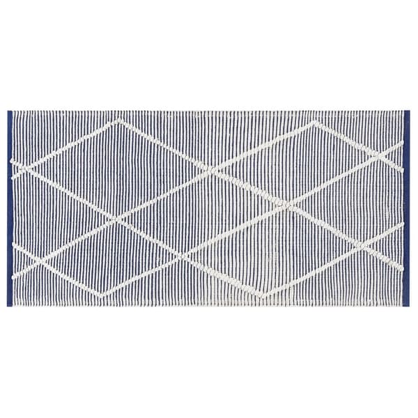Bomuldstæppe 80 x 150 cm hvid med blå SYNOPA Lumarko!