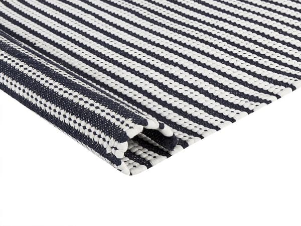 Bomullsmatta 80 x 150 cm vit med blå SOFULU Lumarko!