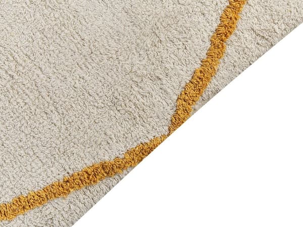 Rugget bomuldstæppe 160 x 230 cm råhvid med gul MARAND Lumarko!