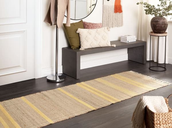 Jute tæppe 80 x 300 cm beige og gul TALPUR Lumarko!