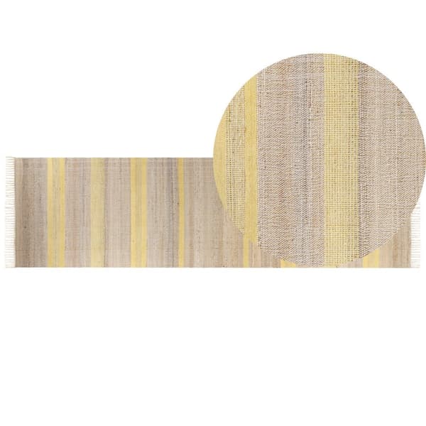 Jute tæppe 80 x 300 cm beige og gul TALPUR Lumarko!