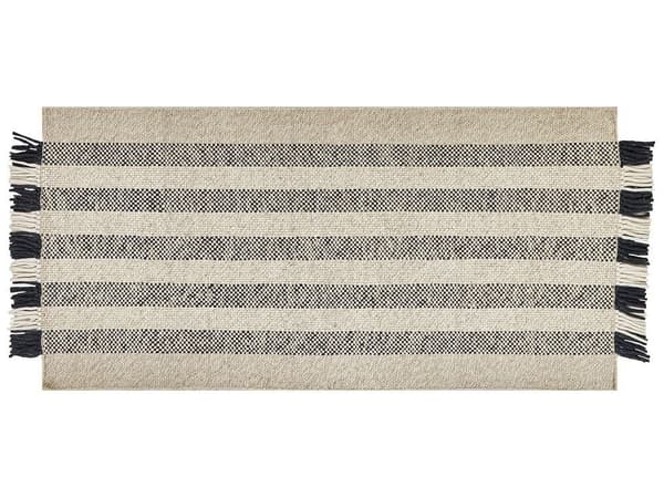 Villamatto 80 x 150 cm luonnonvalkoinen mustalla TACETIN Lumarko!