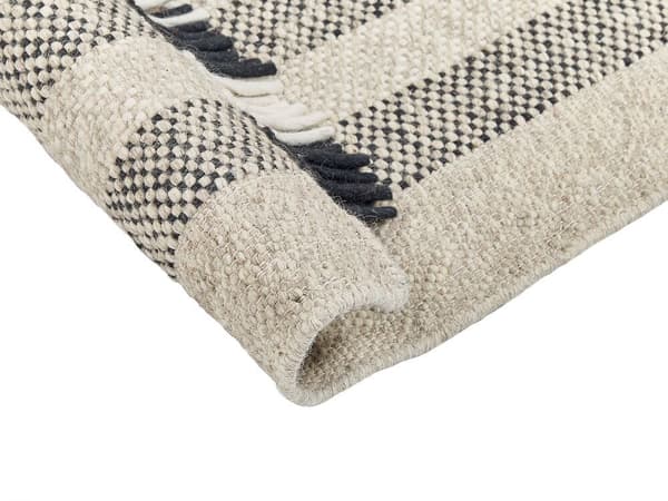 Villamatto 80 x 150 cm luonnonvalkoinen mustalla TACETIN Lumarko!