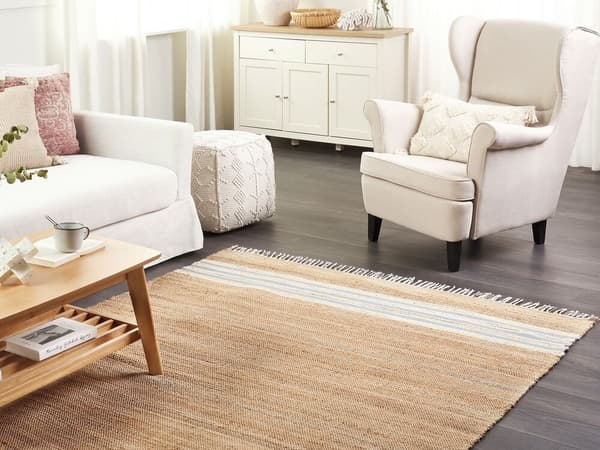 Jute tæppe 160 x 230 cm beige-blå MIRZA Lumarko!