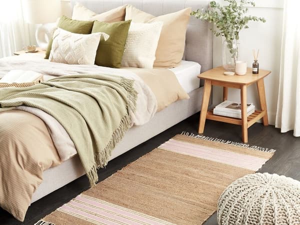 Juuttimatto 80 x 150 cm beige-pinkki MIRZA Lumarko!