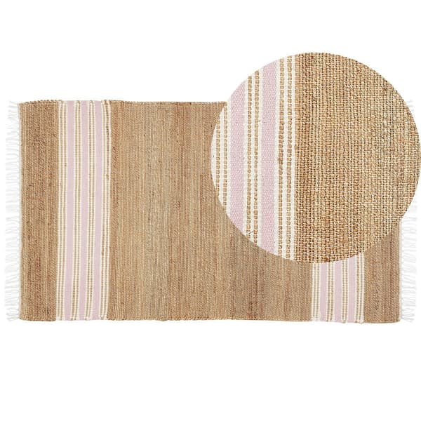 Juuttimatto 80 x 150 cm beige-pinkki MIRZA Lumarko!