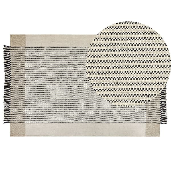 Uldtæppe 200 x 300 cm beige og sort DIVARLI Lumarko!