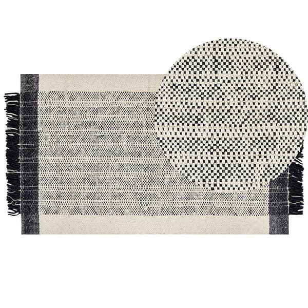 Uldtæppe 80 x 150 cm sort og hvid KETENLI Lumarko!