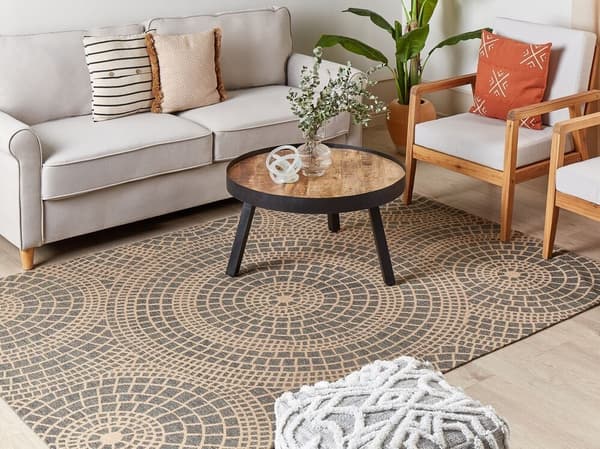 Jute tæppe 160 x 230 cm beige med grå ARIBA Lumarko!