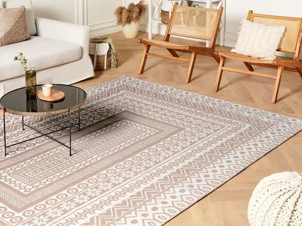 Tæppe 200 x 300 cm beige og hvid BAGLAR Lumarko!
