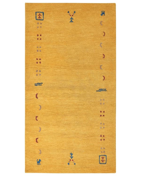 Ull gabbeh matta 80 x 150 cm gul AKALAN Lumarko!