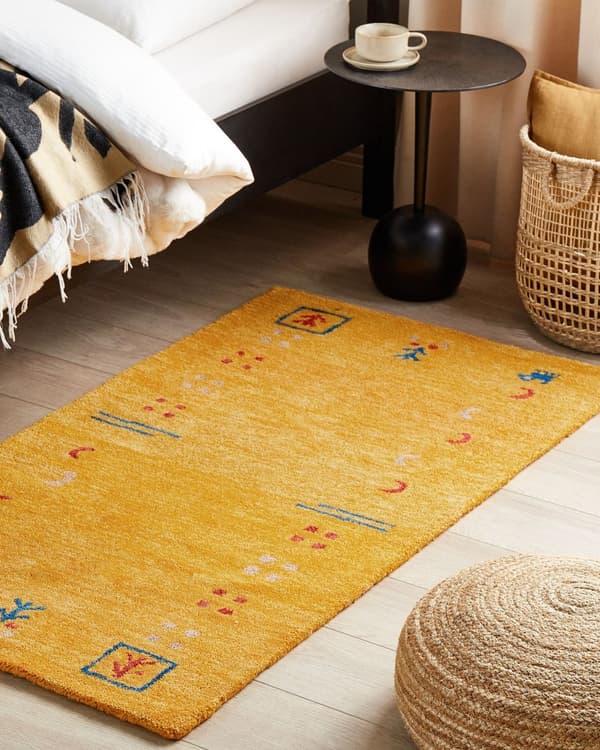 Ull gabbeh matta 80 x 150 cm gul AKALAN Lumarko!