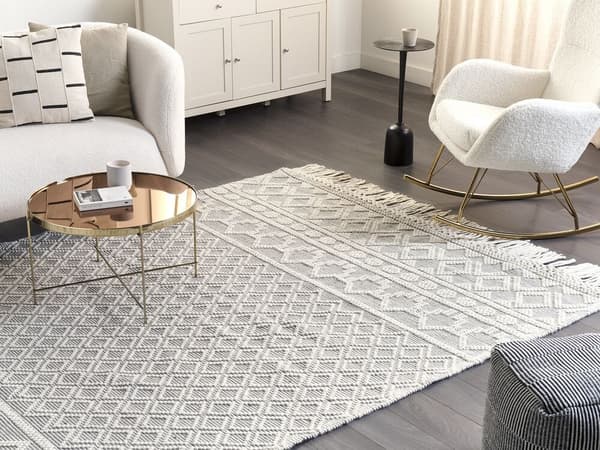 Ullmätta med geometriskt mönster 200 x 300 cm beige-grå SOLHAN Lumarko!