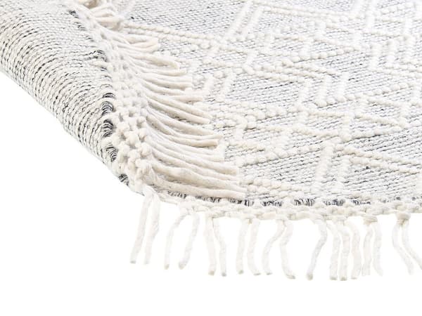 Rundt uldtæppe 140 cm gråt med off-white BULDAN Lumarko!