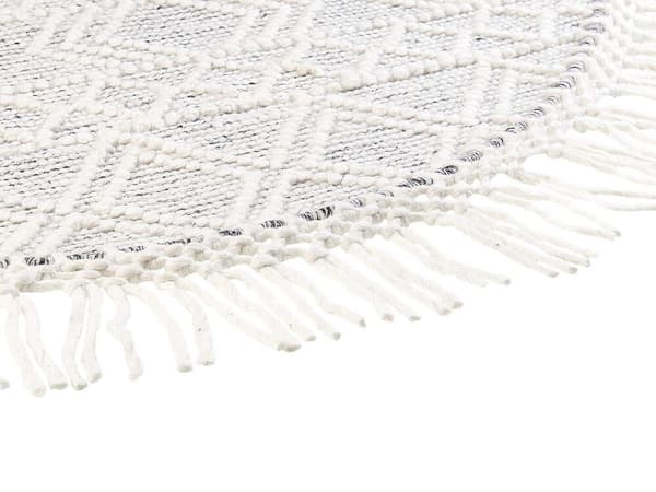 Rundt uldtæppe 140 cm gråt med off-white BULDAN Lumarko!
