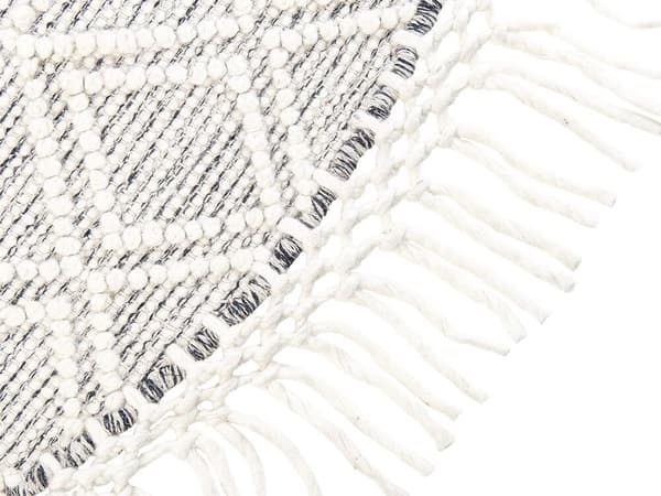 Rundt uldtæppe 140 cm gråt med off-white BULDAN Lumarko!