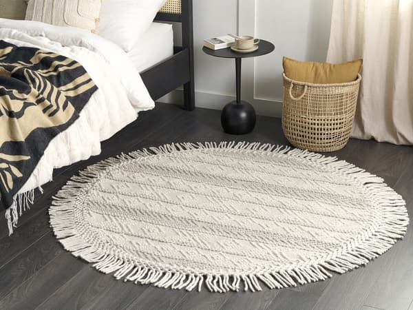 Pyöreä villamatto 140 cm beige BALTALAR Lumarko!