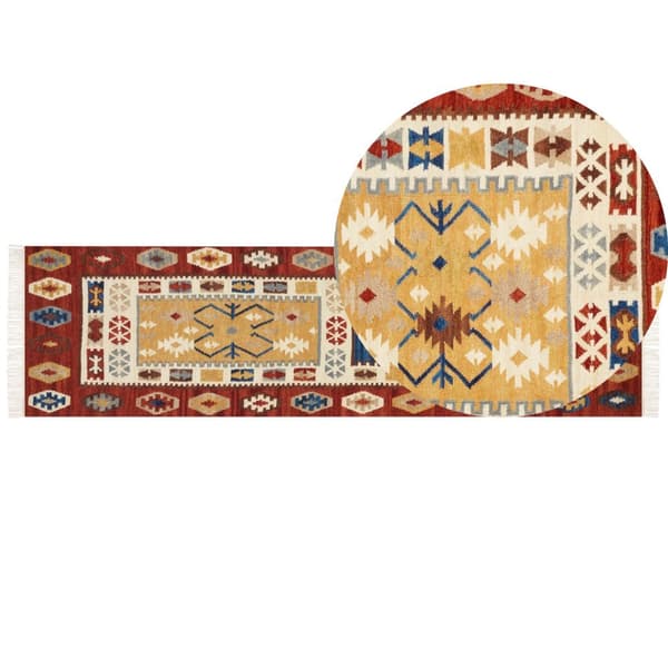 Kelimmatta i ull 80 x 300 cm flerfärgad VOSKEHAT Lumarko!
