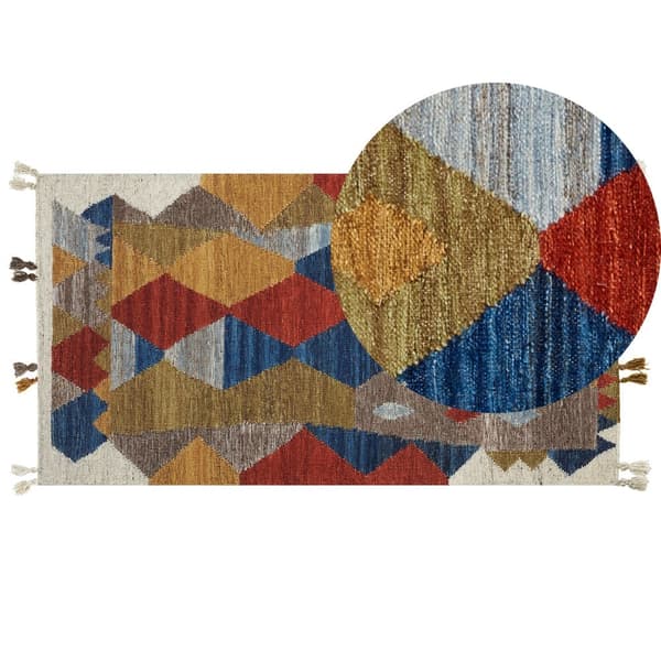 Uld kelim tæppe 80 x 150 cm flerfarvet ARZAKAN Lumarko!
