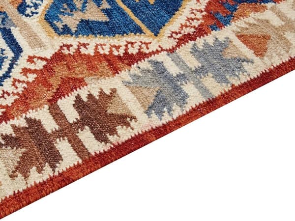 Uld kelim tæppe 80 x 150 cm flerfarvet VANASHEN Lumarko!