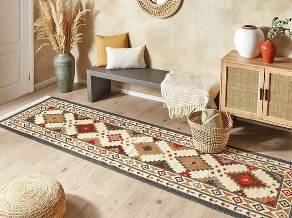 Villa kilim matto 80 x 300 cm monivärinen GHUKASAVAN Lumarko!
