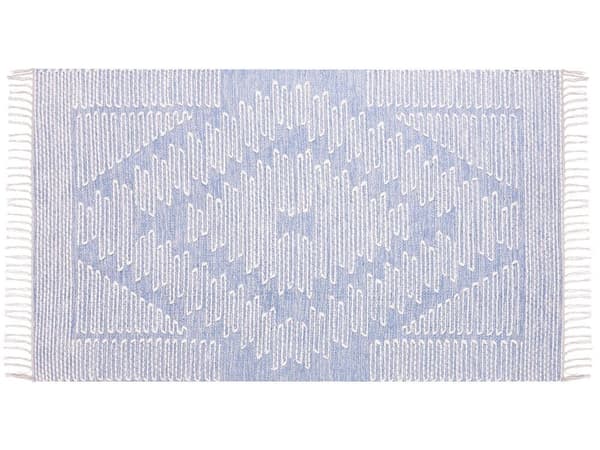 Bomuldstæppe 80 x 150 cm blå og hvid ANSAR Lumarko!
