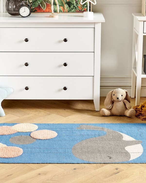 Børnetæppe i bomuld med hvalmotiv 80 x 150 cm blå BALABANG Lumarko!