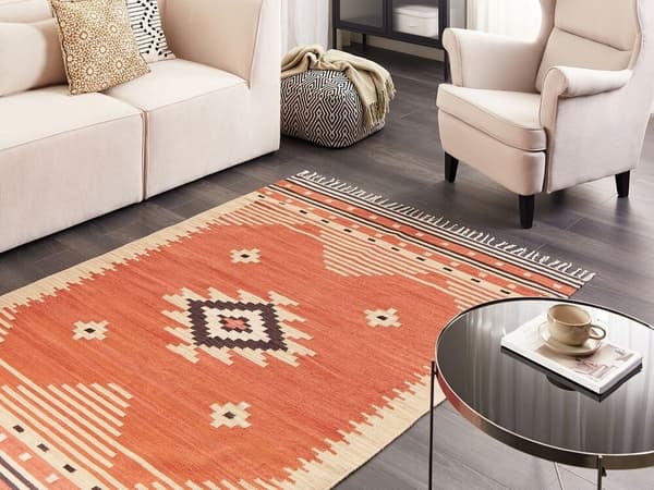 Puuvillakilim matto 140 x 200 cm oranssi GAVAR Lumarko!