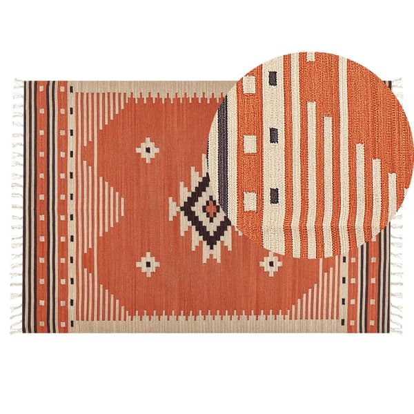 Puuvillakilim matto 140 x 200 cm oranssi GAVAR Lumarko!