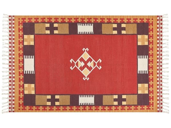 Puuvilla kilim matto 140 x 200 cm monivärinen PARAKAR Lumarko!