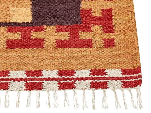 Puuvilla kilim matto 140 x 200 cm monivärinen PARAKAR Lumarko!