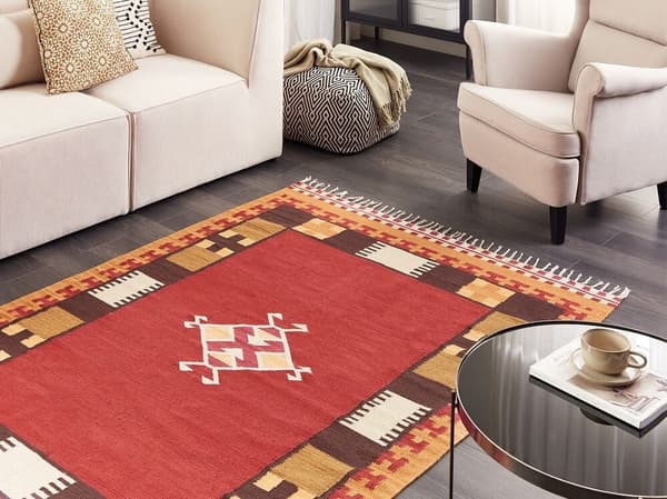 Puuvilla kilim matto 140 x 200 cm monivärinen PARAKAR Lumarko!