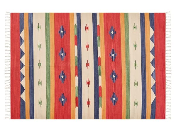 Puuvillainen kilim-matto 140 x 200 cm monivärinen ALAPARS Lumarko!