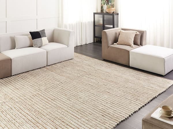 Puuvillamatto 300 x 400 cm beige ja valkoinen BARKHAN Lumarko!