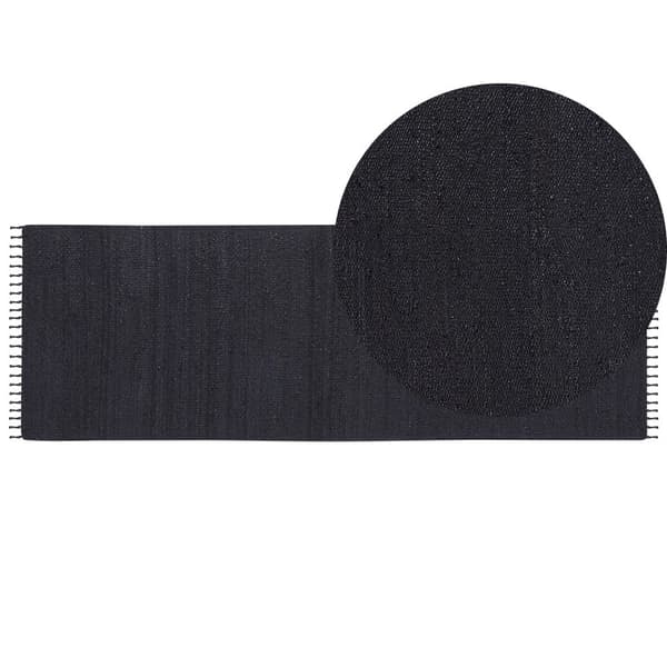 Jute tæppe 80 x 300 cm sort SINANKOY Lumarko!