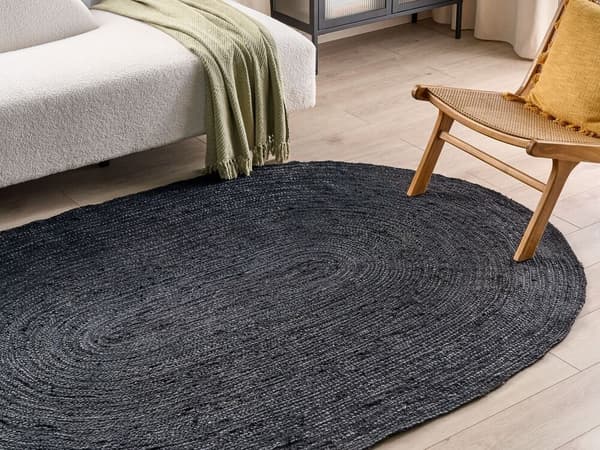 Soikea juuttimatto 160 x 230 cm musta DEMIRCI Lumarko!
