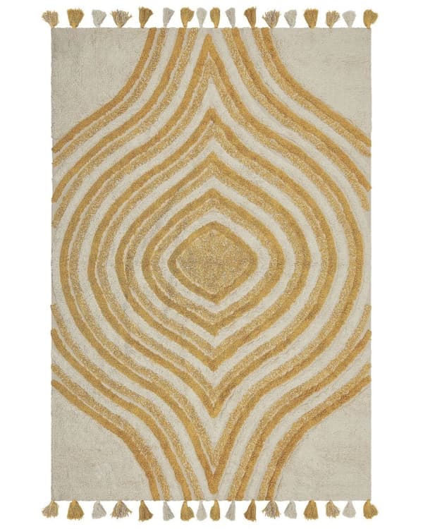 Bomullsmatta 160 x 230 cm beige och gul BINGOL Lumarko!