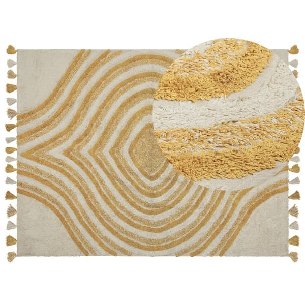 Bomullsmatta 160 x 230 cm beige och gul BINGOL Lumarko!