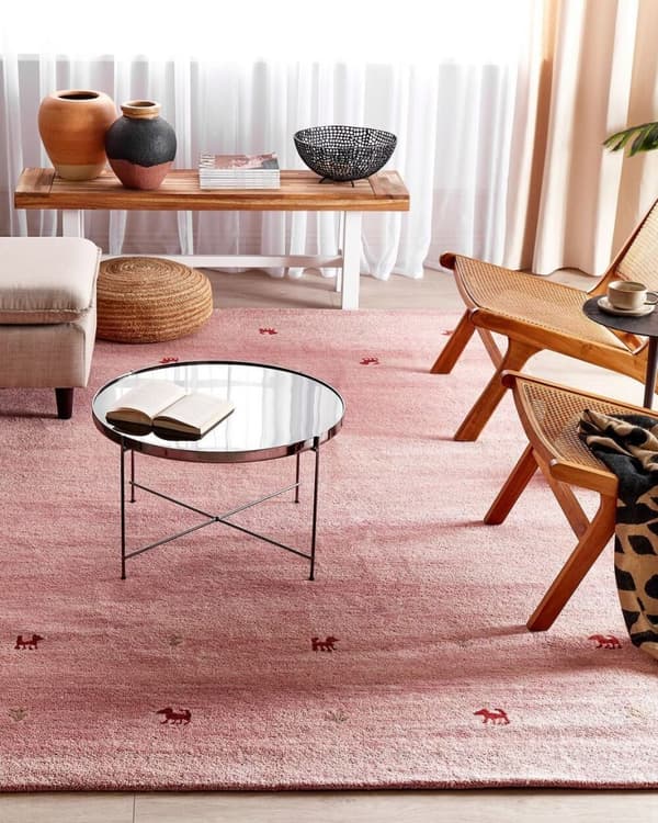 Ull gabbeh matta 200 x 300 cm rosa YULAFI Lumarko!