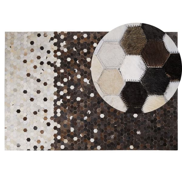 Patchwork-lädermatta 140 x 200 cm brunbeige EYIM Lumarko!