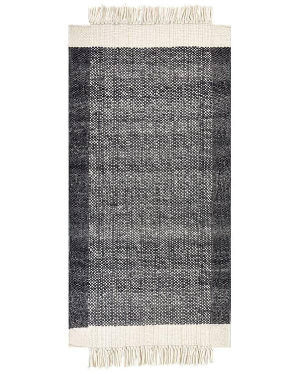 Uldtæppe 80 x 150 cm sort med off-white ATLANTI Lumarko!