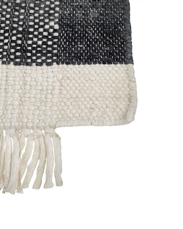 Uldtæppe 80 x 150 cm sort med off-white ATLANTI Lumarko!