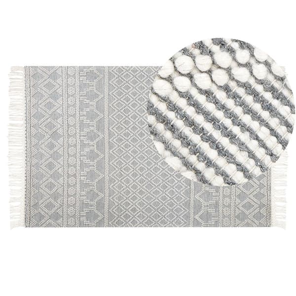 Villamatto geometrisella kuviolla 160 x 230 cm beige-harmaa SOLHAN Lumarko!