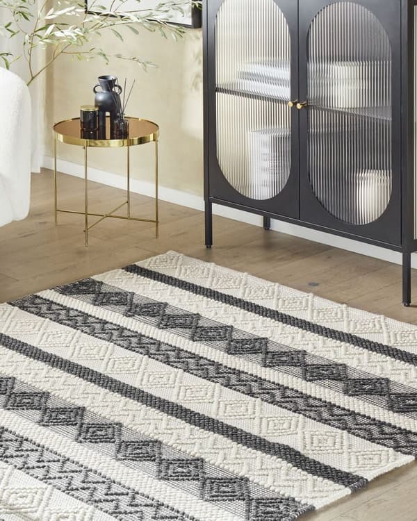 Uldtæppe 140 x 200 cm beige-grå DAVUTLAR Lumarko!
