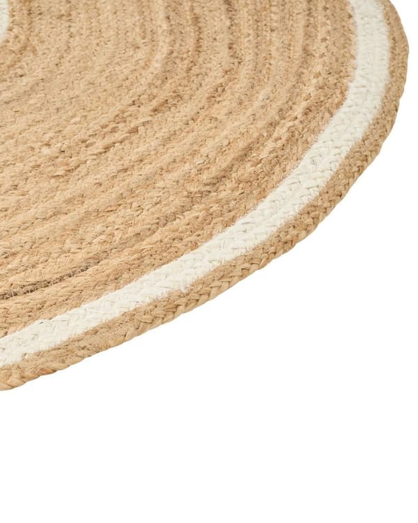 Rundt jutetæppe 140 cm beige og hvid HALFELI Lumarko!