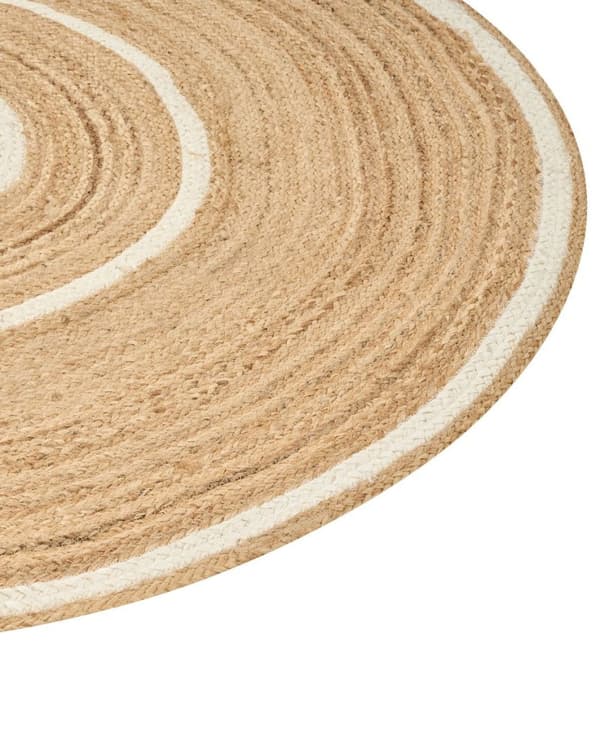 Rundt jutetæppe 140 cm beige og hvid HALFELI Lumarko!