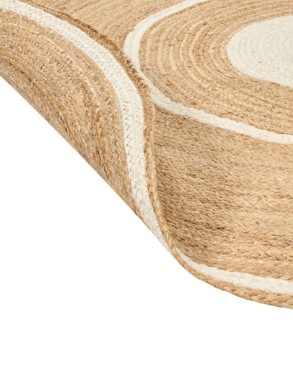 Rundt jutetæppe 140 cm beige og hvid HALFELI Lumarko!