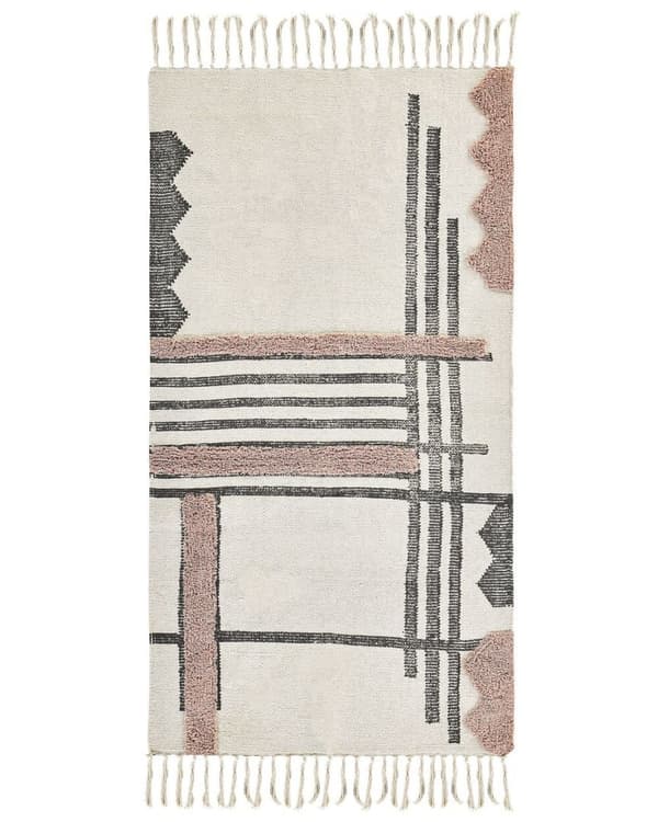 Bomuldstæppe 80 x 150 cm beige og sort MURADIYE Lumarko!